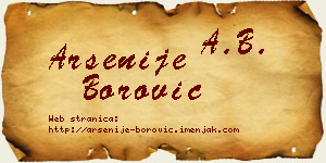 Arsenije Borović vizit kartica